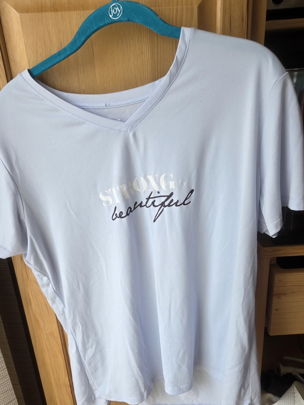 Strong Is Beautiful V-Neck Tee - Light Blue